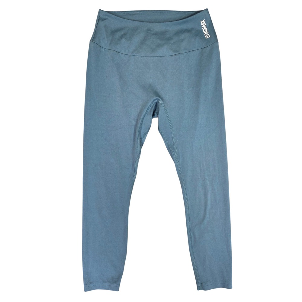 Gymshark Womens High Waisted Activewear Leggings Dusty Blue Logo S Athleisure